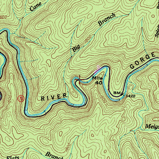 Topographic Map of Camp Number 2 Bridge, TN
