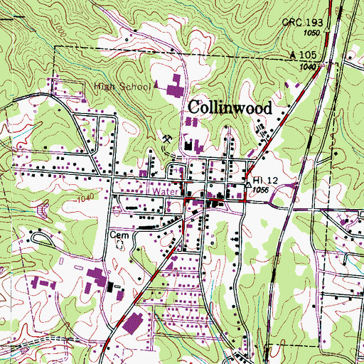 Topographic Map of Collinwood Church of Christ, TN