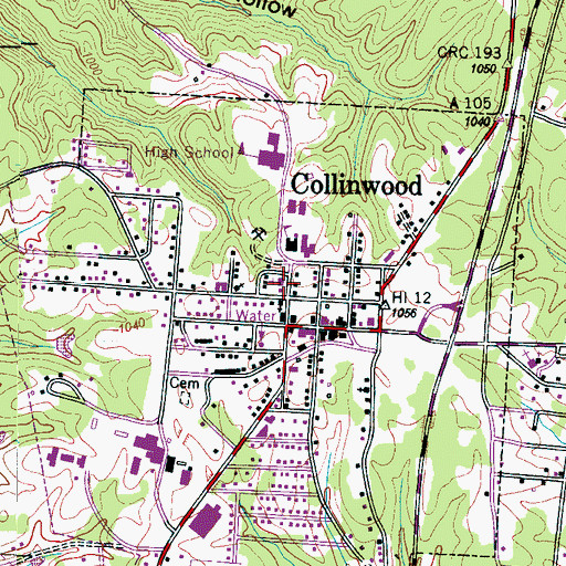 Topographic Map of Collinwood United Methodist Church, TN
