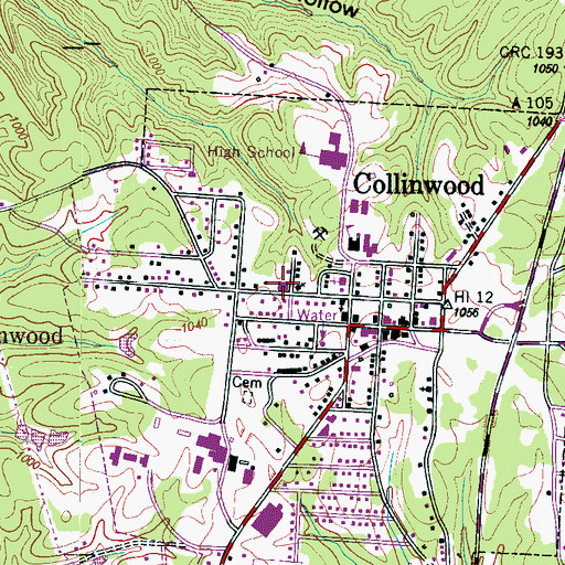 Topographic Map of First Baptist Church, TN