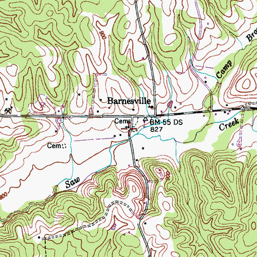 Topographic Map of Barnesville Methodist Church, TN