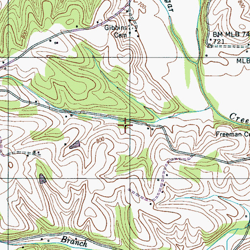Topographic Map of Blooming Grove Baptist Church, TN