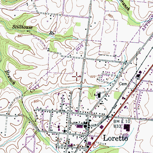 Topographic Map of Burke Park, TN
