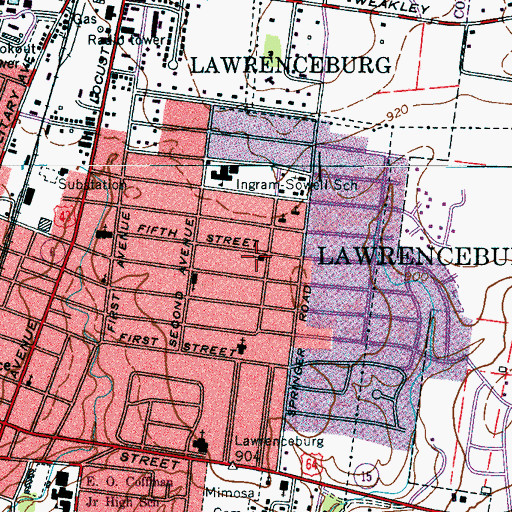 Topographic Map of Calvary Baptist Church, TN