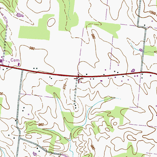Topographic Map of Deerfield Church of Christ, TN