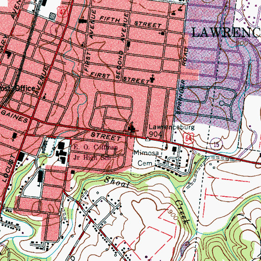 Topographic Map of First Presbyterian Church, TN