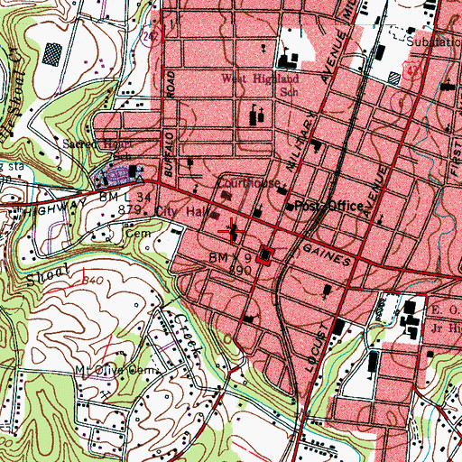 Topographic Map of First United Methodist Church, TN