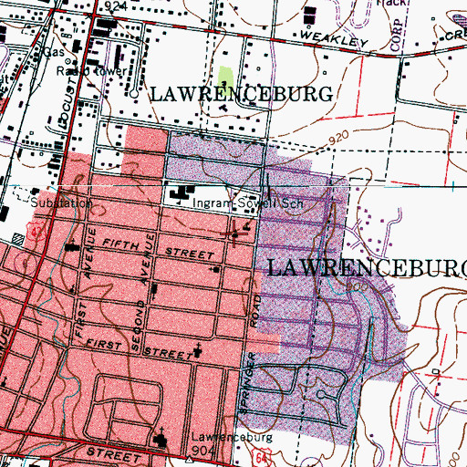 Topographic Map of Grace Church of the Nazarene, TN