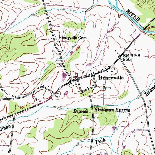 Topographic Map of Henryville Church of Christ, TN