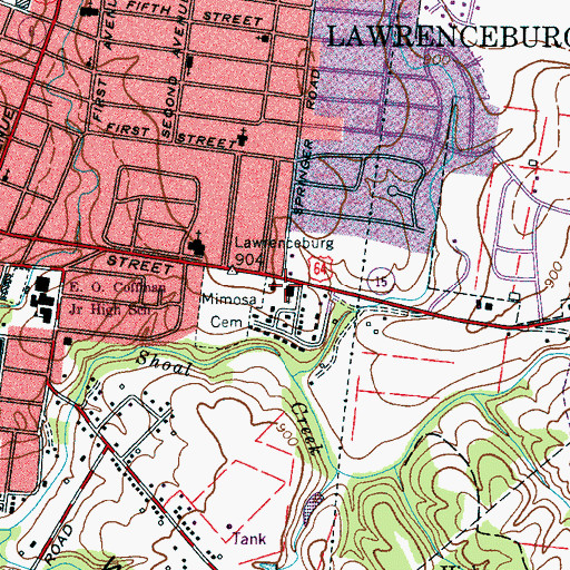 Topographic Map of Immanuel Baptist Church, TN