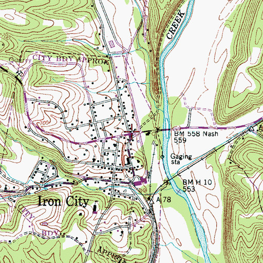 Topographic Map of Iron City Freewill Baptist Church, TN