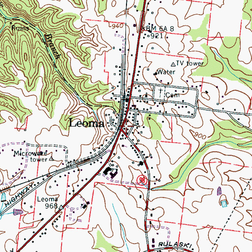 Topographic Map of Leoma Methodist Church, TN