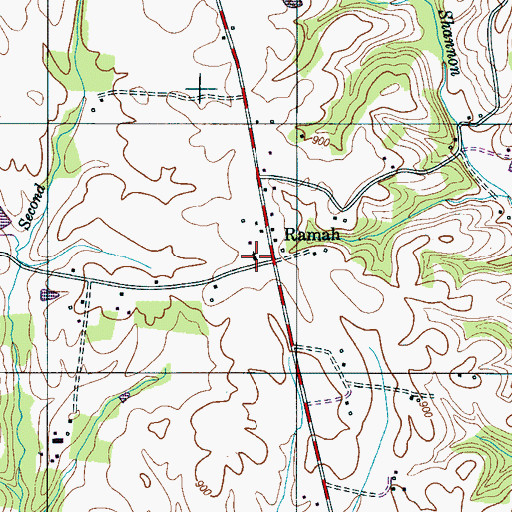 Topographic Map of Ramah Baptist Church, TN