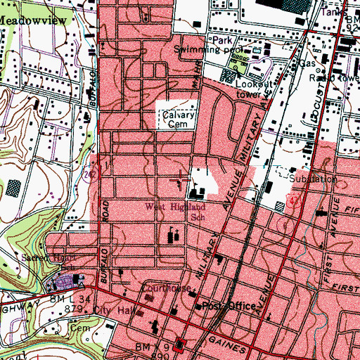 Topographic Map of Royal Heights Baptist Church, TN