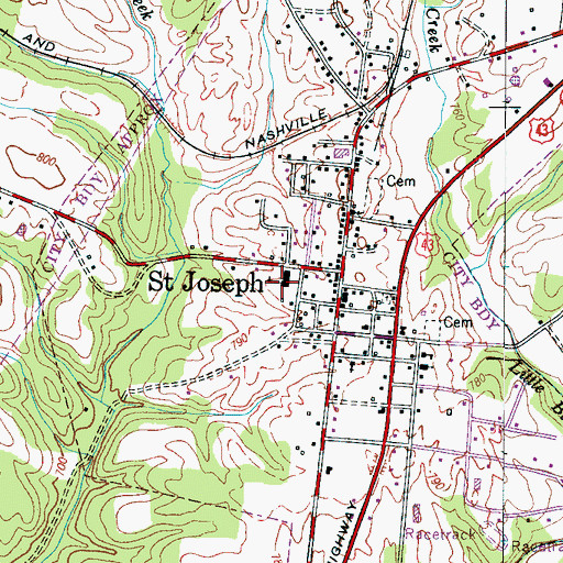 Topographic Map of Saint Joseph Elementary School, TN