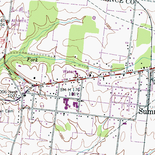 Topographic Map of Summertown Nazarene Church, TN