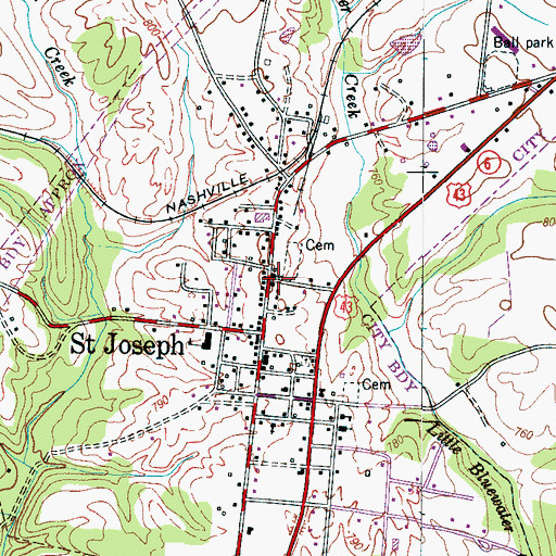 Topographic Map of Saint Joseph United Methodist Church, TN
