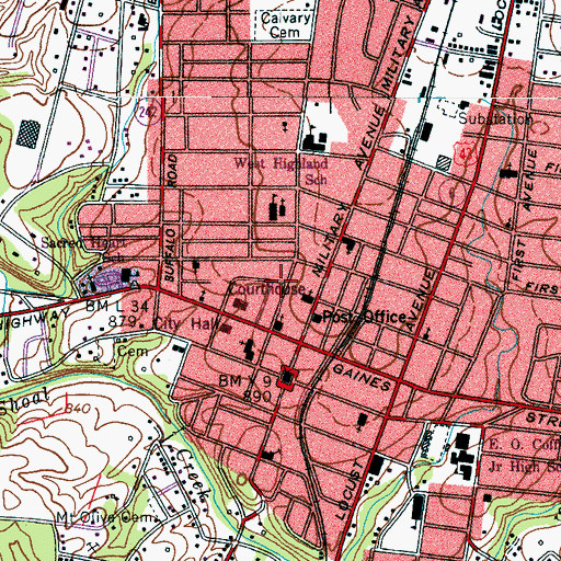 Topographic Map of Trinity Baptist Church, TN