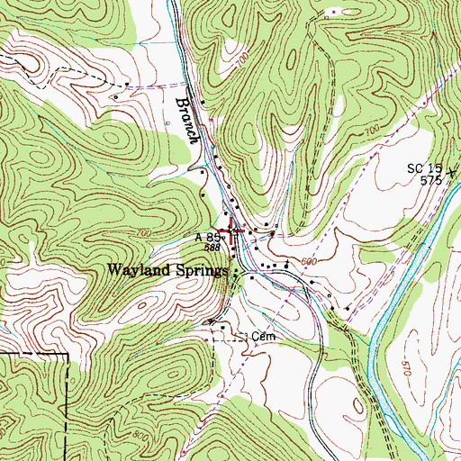 Topographic Map of Wayland Springs Methodist Church, TN