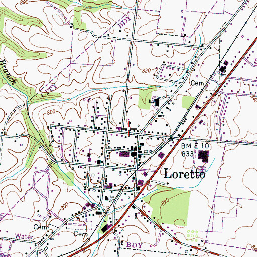Topographic Map of Weathers Hospital, TN