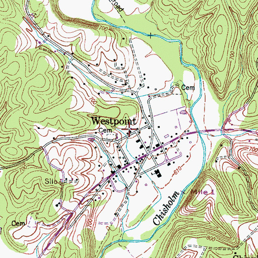 Topographic Map of Westpoint Methodist Church, TN