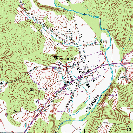Topographic Map of Westpoint Missionary Baptist Church, TN