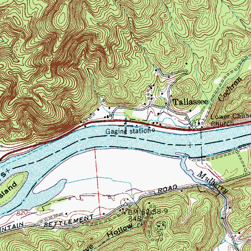 Topographic Map of Tallassee Recreation Area, TN