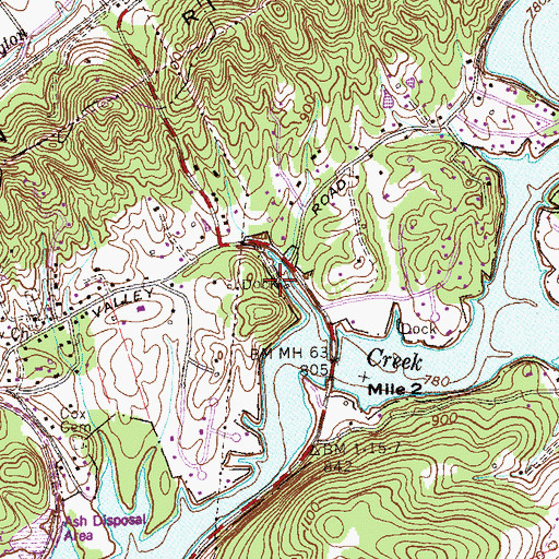 Topographic Map of Bull Run Boat Dock, TN