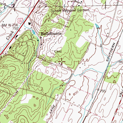 Topographic Map of Bellefonte School (historical), TN
