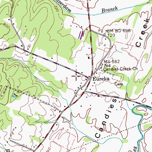 Topographic Map of Eureka School (historical), TN