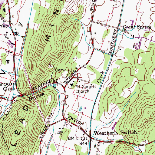 Topographic Map of Marcone School (historical), TN