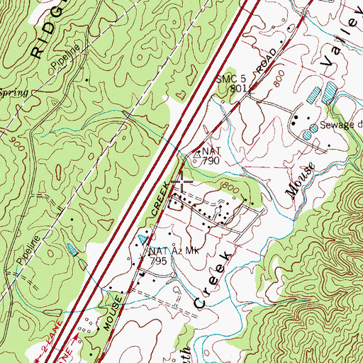 Topographic Map of Mouse Creek School (historical), TN