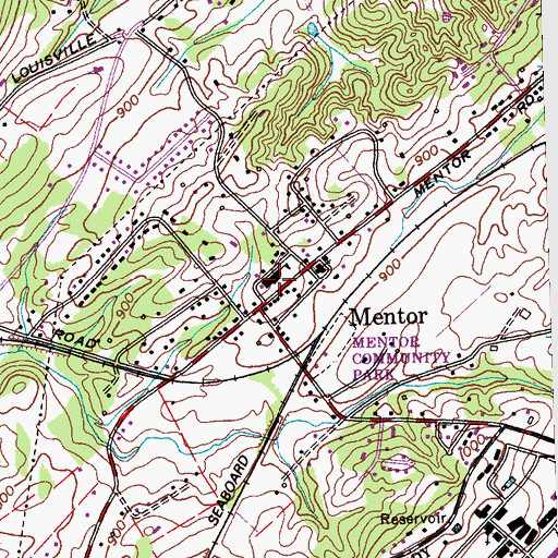 Topographic Map of Mentor School, TN