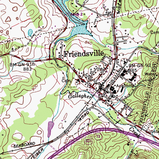 Topographic Map of Friends Church, TN