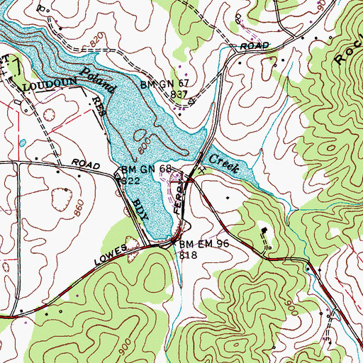 Topographic Map of Poland Creek Recreation Area, TN