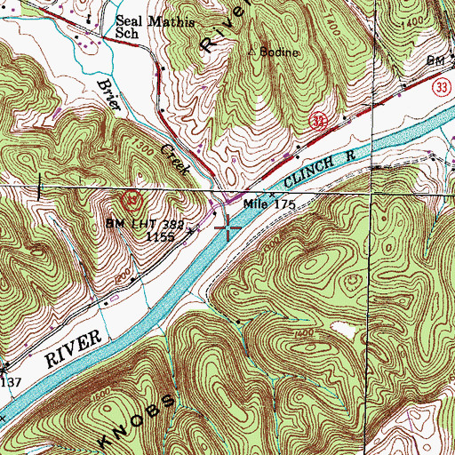 Topographic Map of Brier Creek Ford, TN