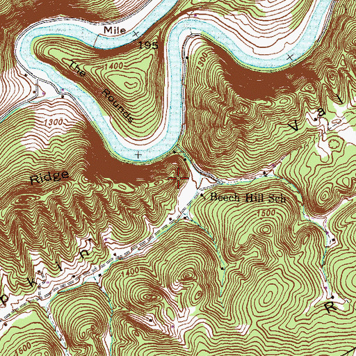 Topographic Map of Donald Mill (historical), TN