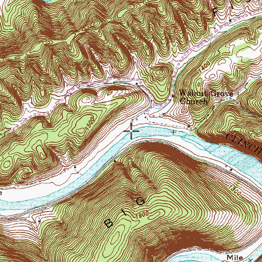Topographic Map of Fisher Branch, TN