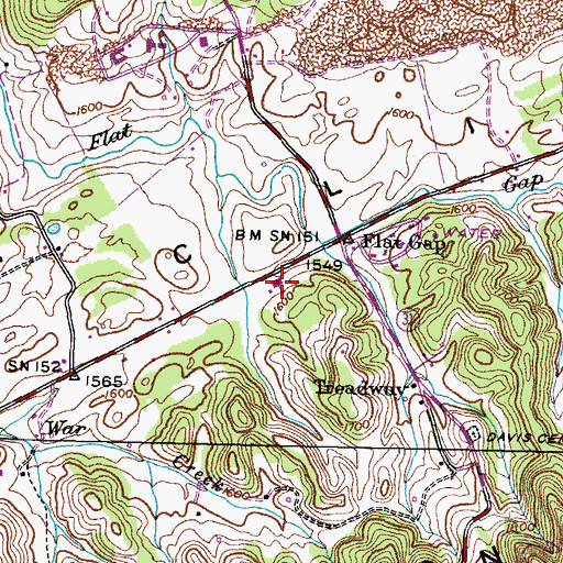 Topographic Map of Flat Gap Elementary School, TN