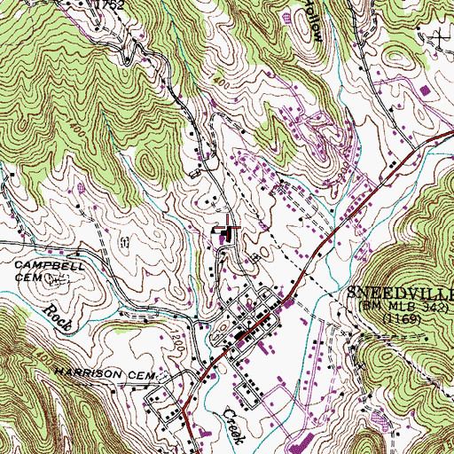 Topographic Map of Hancock Central Elementary School, TN