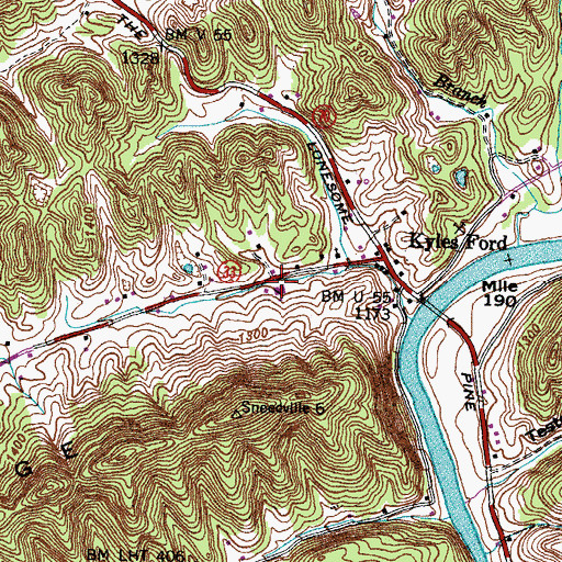 Topographic Map of Kyles Ford Elementary School, TN