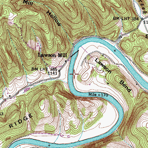 Topographic Map of Lawson Ford, TN