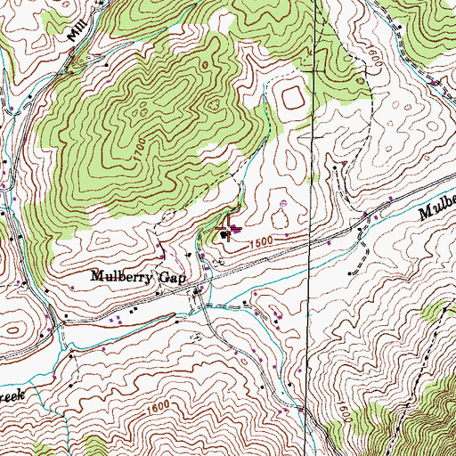 Topographic Map of Mulberry Gap Elementary School, TN