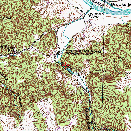 Topographic Map of Pressmens Flume, TN