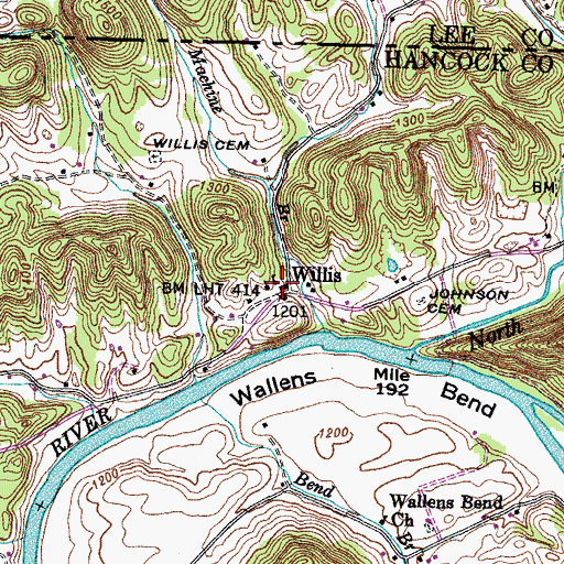 Topographic Map of Willis School (historical), TN