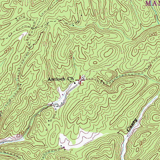 Topographic Map of Antioch School (historical), TN