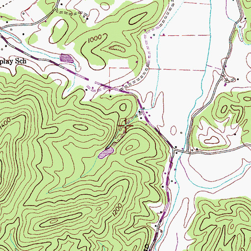 Topographic Map of Burris School (historical), TN