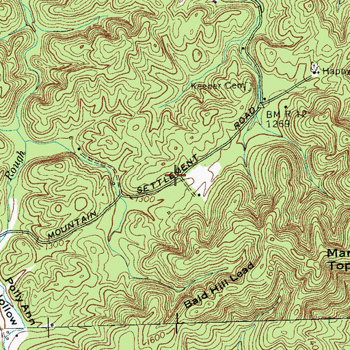 Topographic Map of Caringer (historical), TN