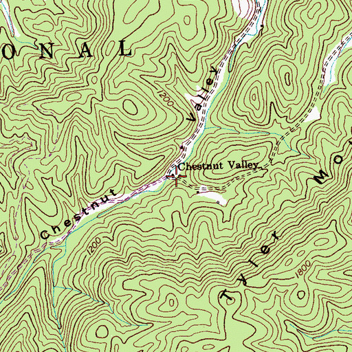 Topographic Map of Chestnut Valley School (historical), TN