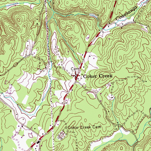 Topographic Map of Coker Creek Baptist Church, TN